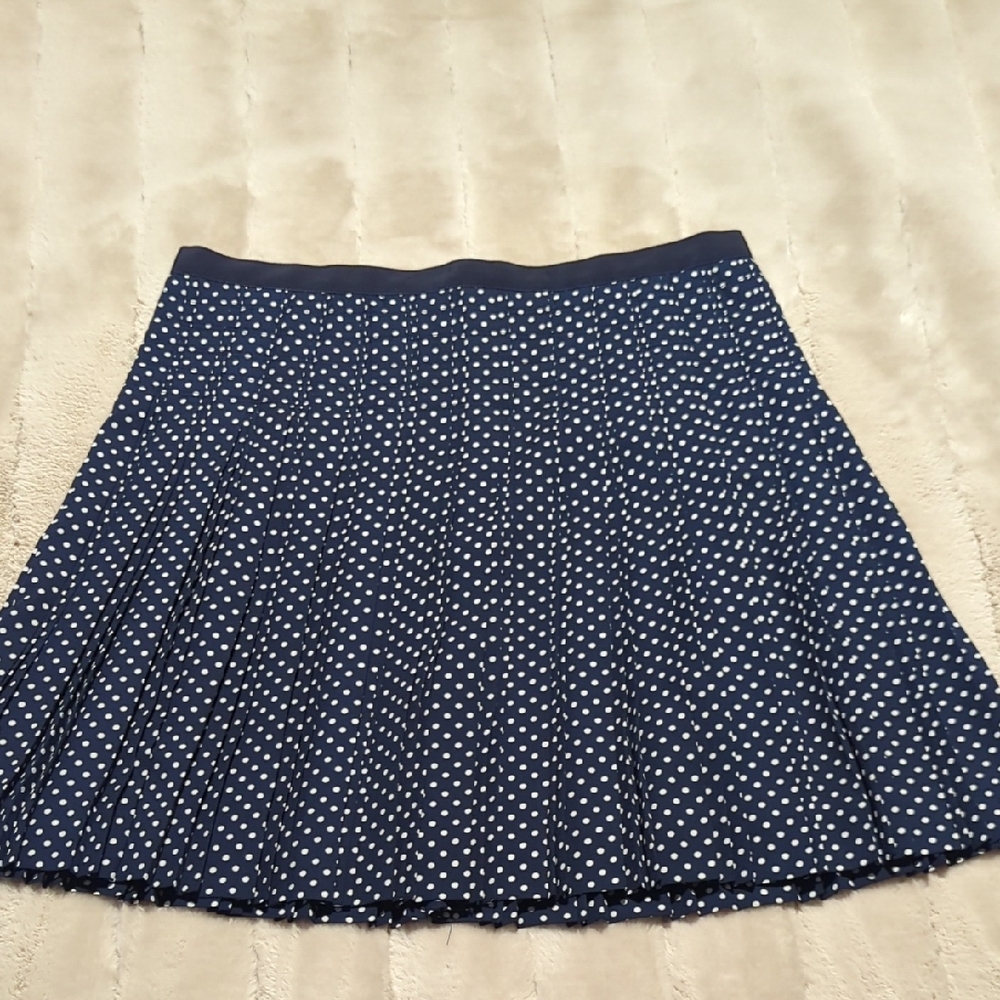 J. Crew Dark Blue Skater Skirt with White Dots